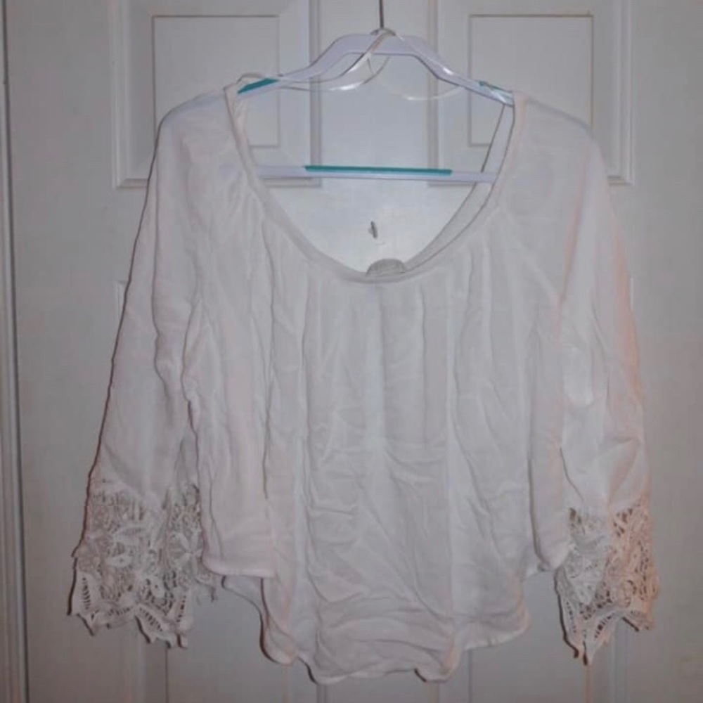 White Off The Shoulder Flowy Crop Top